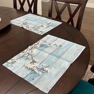 Rustic floral Place Mats Set of 8 cherry blossom print NWT